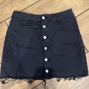 Black Button-Up Denim Skirt